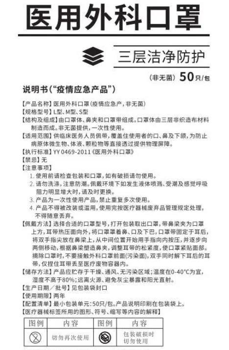 醫(yī)用口罩出口說明書